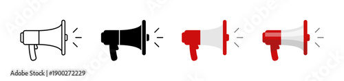 megaphone or loudspeaker icon set in different styles. Isolated vector illustration. 