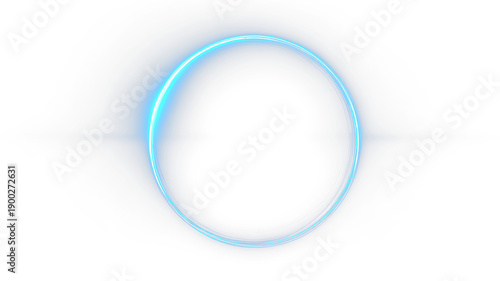 Photos Bright blue circle on a transparent background with a glowing outline and no dis