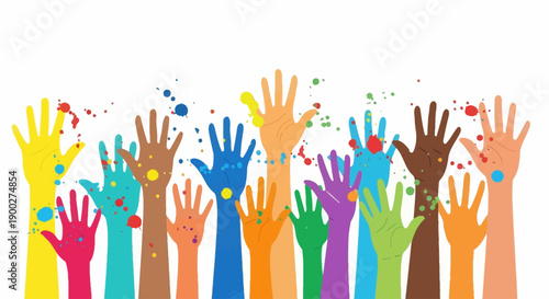 Diversity and Inclusion Hands Raised in a Celebration of Unity and Community Spirit