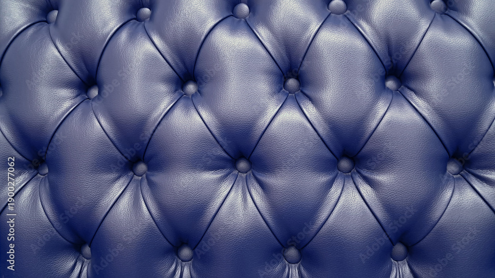 Fototapeta premium Blue Tufted Leather Upholstery Background for Luxury Interiors