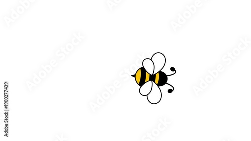 Cute bee flying animated video. Bumblebee character animation.