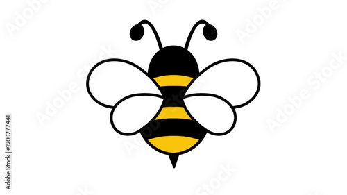 Cute bee flying animated video. Bumblebee character animation.