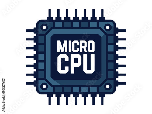 A graphic illustration of a micro CPU on a white background
