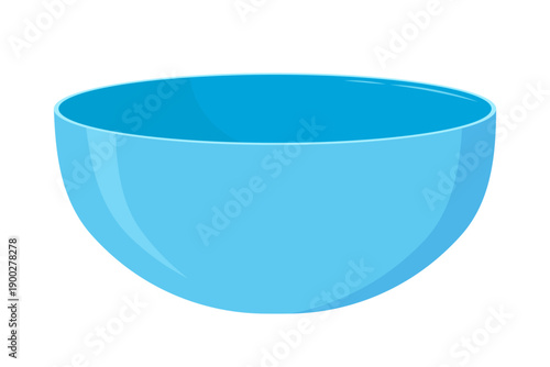 Vector illustration of a blue ceramic bowl in flat style. Isolated on white background, perfect for kitchen, food, or tableware design.