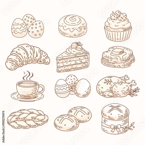 Hand Drawn Breakfast and Holiday Food Collection