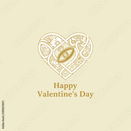 Wedding inspired heart icon flat vector design.