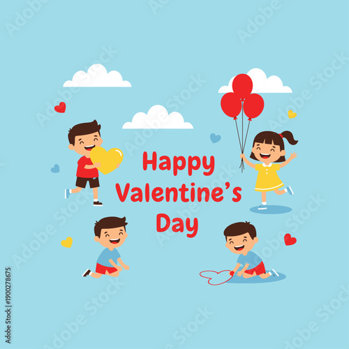 Kids Valentine icon flat vector design.