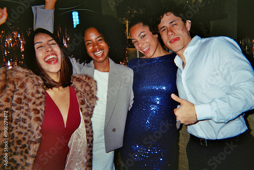 Diverse friends enjoying party nightlife moment