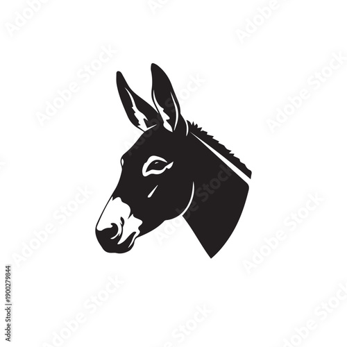 Mule Face Silhouette Vector , Mule Head Black and White Illustration, Mule Face Silhouette Collection
