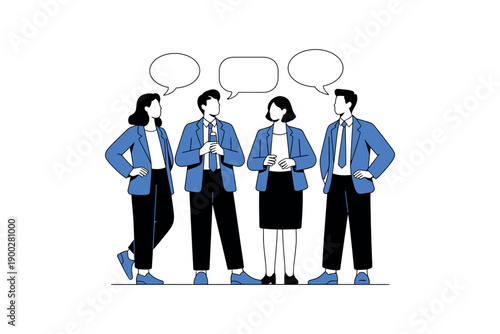 A group of business professionals engaged in a discussion