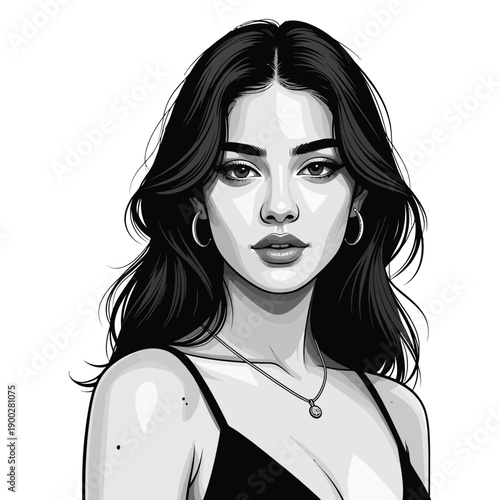 Portrait of a fashionable woman with styled hair and makeup