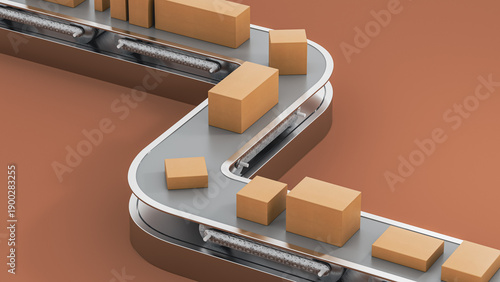 Transport and shipping chain moves packages on conveyor system