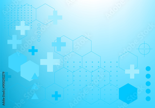 Geometric haxagon light medical background. Technology medical design. Background of hexagon geometric blue pattern