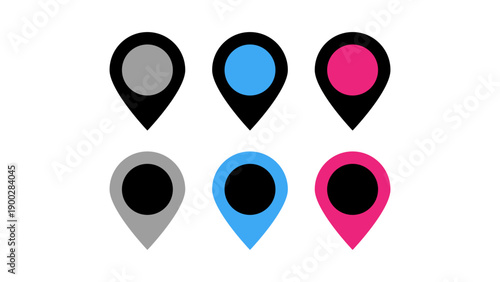 Map Pins vector Landscape Icons POI Point Interest Fun Entertainment