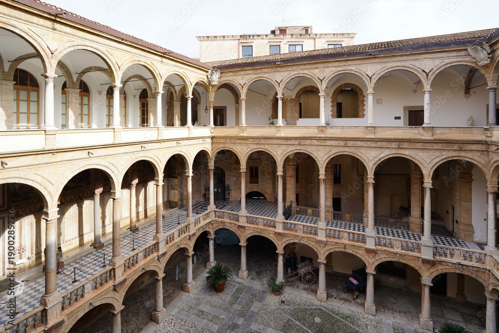 Fototapeta premium The Palazzo dei Normanni is a palace in Palermo, Sicily, Italy. It was the seat of the Kings of Sicily with the Hauteville dynasty.