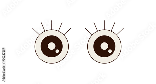 Groovy retro eye in cartoon graphic style as playful funky sticker icon. This black groovy element graphic adds y2k fun and trendy retro expression for modern projects.