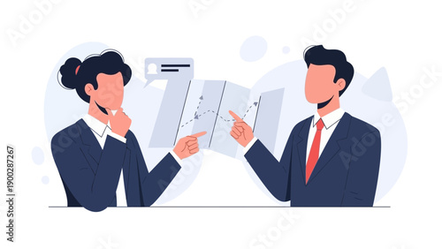 Business Meeting: Two Professionals Discussing Strategy on a Map