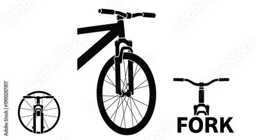 Bicycle parts diagram with a black silhouette
