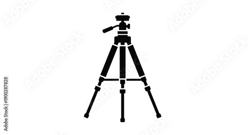 Black tripod illustration against a white background silhouette