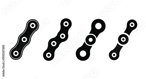 Black chain links arranged in a row simple graphic silhouette