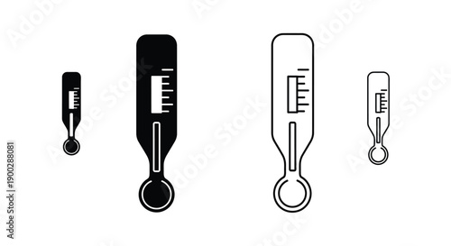 Four thermometer icons displaying varying temperatures black silhouette