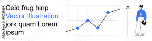 Business growth, data visualization, analytics, professional training, career development, market trends. A line chart with data points and upward trend arrow, alongside a professional figure