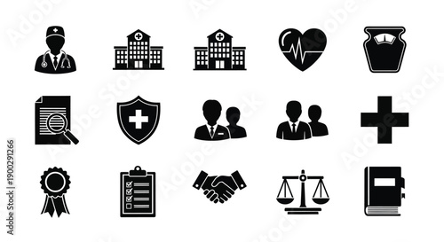 Medical service icons show healthcare.