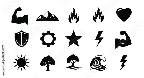Strong nature and power icons.