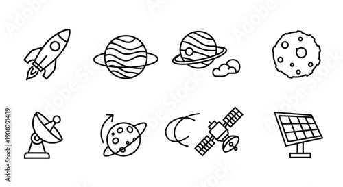 Space exploration rocket and planet.