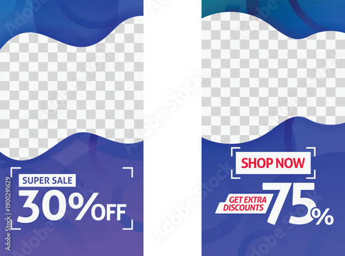 Dynamic blue promotional banners templates, deep discount offers today