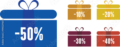 Colorful discount gift boxes , percentages, sale promotions
