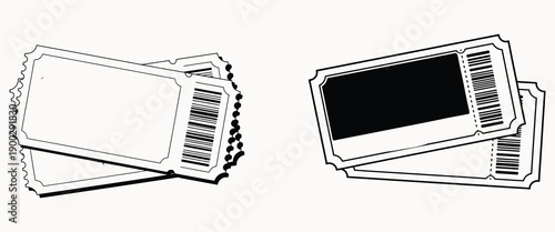 raffle, admission tickets featuring perforated tear-off stubs.
