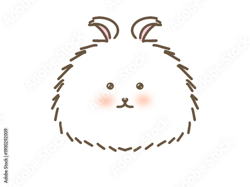 Cute Fluffy White Rabbit Character Illustrati