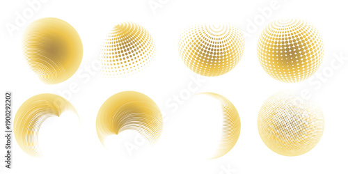 Contemporary set of halftone rounded 3d figures