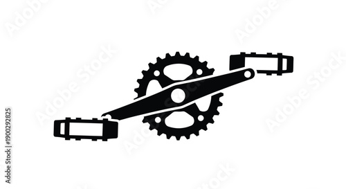 Black bicycle crankset and gears illustration a striking silhouette