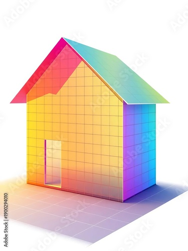 Mathematical grid lines forming the outline of a house, suggesting precision and structure, grid,  engineering