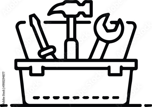 toolbox tools icon outline monochrome vector illustration