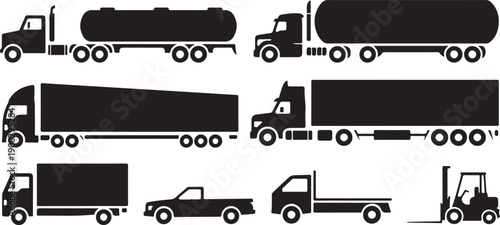 truck vector icons collection tanker semi box pickup flatbed