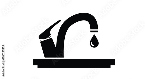 A black faucet with a water droplet minimalist design silhouette