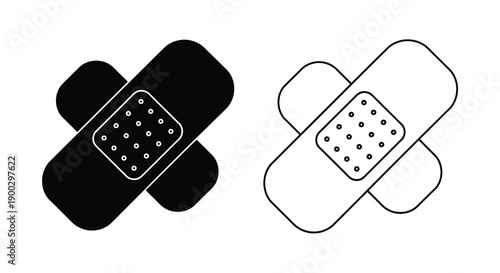 Two adhesive bandages one dark and one light in silhouette