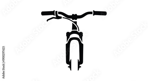 Black bicycle handlebars and front fork a striking silhouette