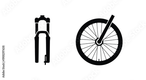 Bicycle fork and wheel graphic a striking black silhouette