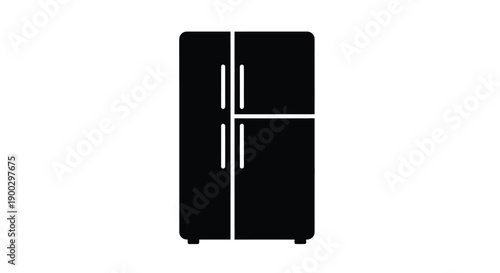 Modern refrigerator design in a stark black silhouette