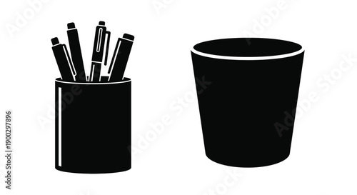 Stationery items in black featuring a minimalist silhouette