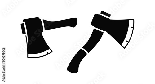 Two black axes displayed diagonally a striking silhouette