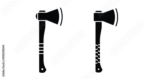 Two black axes depicted in a stark contrasting silhouette