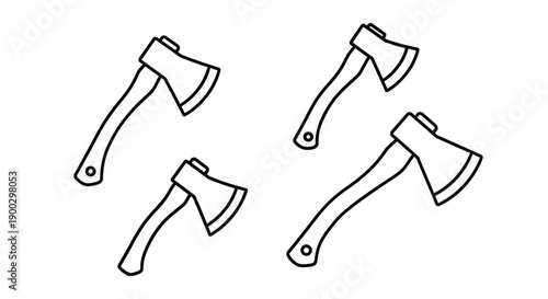 Four axes depicted in a simple black outline silhouette