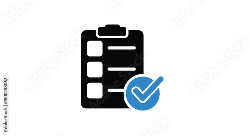 Clipboard with checkmark icon a flat design silhouette