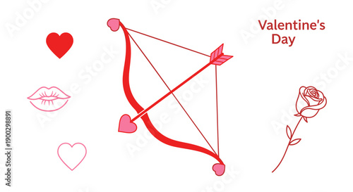 Red Bow and Arrow Valentines Day.