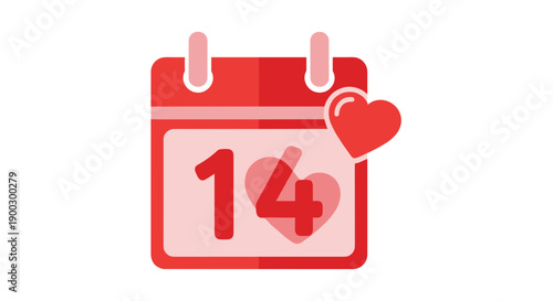 Red Calendar Icon with Heart Symbol.